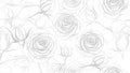 Pointillist Dotwork Rose & Leaf Seamless Pattern Royalty Free Stock Photo