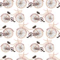 Seamless pattern with creative bicycle.Great for fabric, textile Vector Illustration