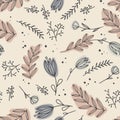 Seamless pattern with creative decorative flowers in paster colors. Great for fabric, textile. Royalty Free Stock Photo