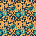 Seamless pattern with creative decorative flowers in scandinavian style Royalty Free Stock Photo