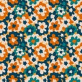 Seamless pattern with creative decorative flowers in scandinavian style Royalty Free Stock Photo