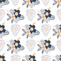 Seamless pattern with creative decorative flowers in scandinavian style. Great for fabric, textile. Vector background Royalty Free Stock Photo