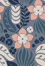 Seamless pattern with creative decorative flowers in scandinavian style. Nordic style. Great for fabric, wrapping, textile, wallpa