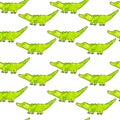 Seamless pattern with Crocodile, green alligator, hand drawn watercolor illustration