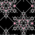Seamless pattern with crossed silver chains and David star