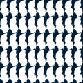 Seamless pattern of a crowd of profile people heads. Black and white.