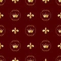 Seamless pattern. Crowns and symbols of royalty. Background for your ideas. Vector