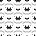 Seamless pattern. Crowns and symbols of royalty. Background for your ideas. Vector Royalty Free Stock Photo