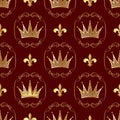 Seamless pattern. Crowns and symbols of royalty. Background for your ideas. Vector