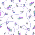 Seamless pattern from crystal rainbow quartz in pastel colors Royalty Free Stock Photo