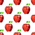 Seamless pattern with crystal red apple in origami style Royalty Free Stock Photo