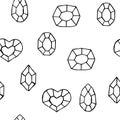 Seamless pattern crystals, vector doodle illustration, hand drawing