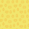 Seamless pattern crystals, vector illustration, hand drawing, yellow