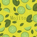 Seamless pattern with Cuban alcoholic drink mojito
