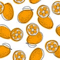 Seamless pattern with cumquat or kumquat with leaf Royalty Free Stock Photo