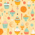 Seamless pattern with cupcakes, lollipops, ice cream and other sweets Royalty Free Stock Photo