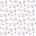 Seamless pattern with cupckaes.
