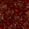 Seamless pattern with cupids and hearts