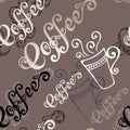 Seamless Pattern with Cups of Coffee (Vector) Royalty Free Stock Photo