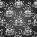 Seamless Pattern with Cups of Coffee (Vector) Royalty Free Stock Photo