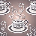 Seamless Pattern with Cups of Coffee (Vector) Royalty Free Stock Photo