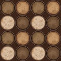 Seamless pattern with cups of different gourmet coffee