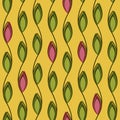 Seamless pattern curly flower on a yellow background