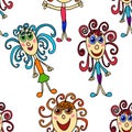 Seamless pattern with curly girls