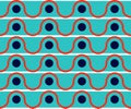 Seamless pattern curved seawave forms, vector quality, modern minimalist flat style, bold, punchy forms that demand