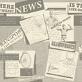 Collage of scraps of old newspapers