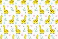 Seamless pattern with cute african animals.giraffe Vector illustration in flat style. Royalty Free Stock Photo