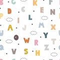 Seamless pattern cute alphabet ABC