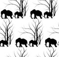 Seamless pattern with cute animal, Elephants. The elephant`s baby with mother. A walk in the savannah Royalty Free Stock Photo