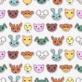 Seamless pattern with cute animal faces Royalty Free Stock Photo