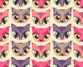 Seamless pattern with cute animal muzzles in flat style