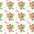 Seamless pattern of cute animals having fun with music.Designed