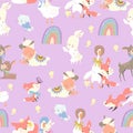 Seamless Pattern with Cute Animals hugging Friends