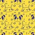 Seamless pattern with cute animals. Panda, cat Vector illustration EPS Royalty Free Stock Photo