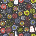 Seamless pattern with cute animals. Royalty Free Stock Photo