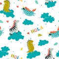 Seamless pattern, cute animals Royalty Free Stock Photo