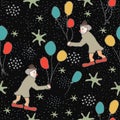 Seamless Pattern with Cute clowns on cute background