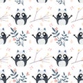 Seamless pattern with cute baby raccoons. Kids vector background