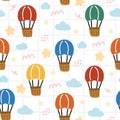 Seamless pattern of cute balloon with star and cloud on white background.Image for card