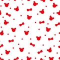 Seamless pattern with cute bear and cat. Valentines day hand drawn print. Vector illustration. Royalty Free Stock Photo