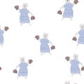 Seamless pattern with cute bear. Circus childish background.