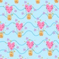 Seamless pattern. cute bear with love balloon. pattern For valentine, print, packaging, decoration