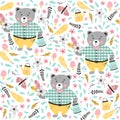 Seamless pattern with cute bear on a white background. Vector illustrations Royalty Free Stock Photo