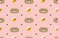 Seamless pattern with cute bears and bees Royalty Free Stock Photo