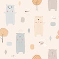 Seamless pattern with cute bears