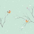 Seamless pattern with cute birds on winter background,for decorative,kid product,fashion,fabric,wallpaper and all print